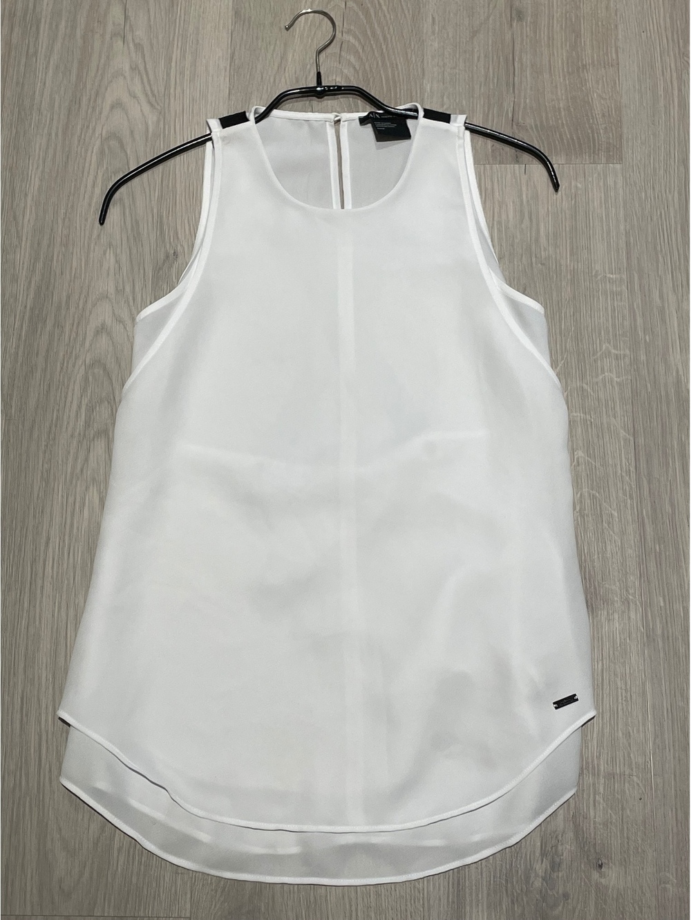 Armani Exchange White Sleeveless Tank Top with Black Strap Detail - Picture 4 of 14